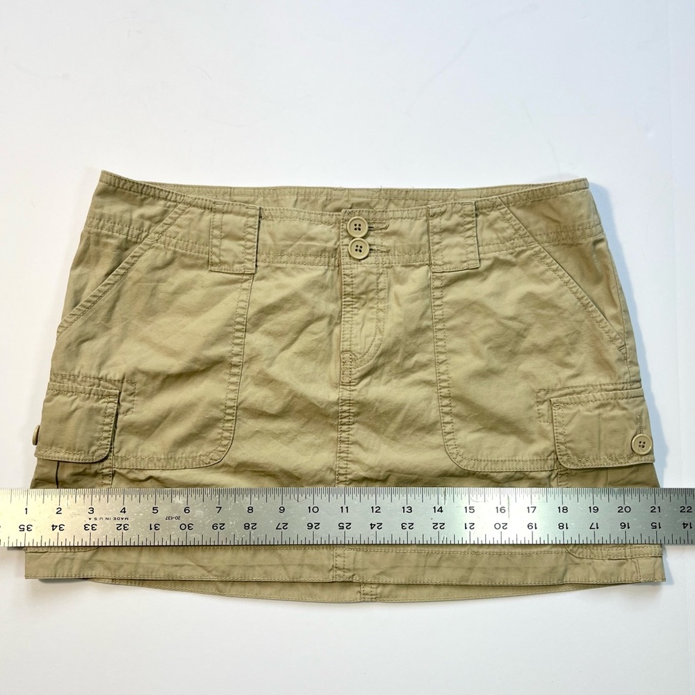 90s Y2K Vintage London Jean Chino Cargo Mini Skirt Sz 8 Khaki Cotton Beige - Picture 8 of 8